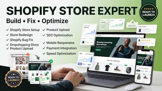 be your shopify store expert and developer, build and fix your online store
