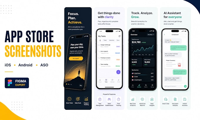 dynamic app store screens, aso design screenshots, ios preview feature graphic