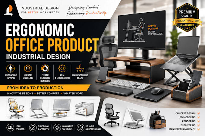 create ergonomic office product industrial designs