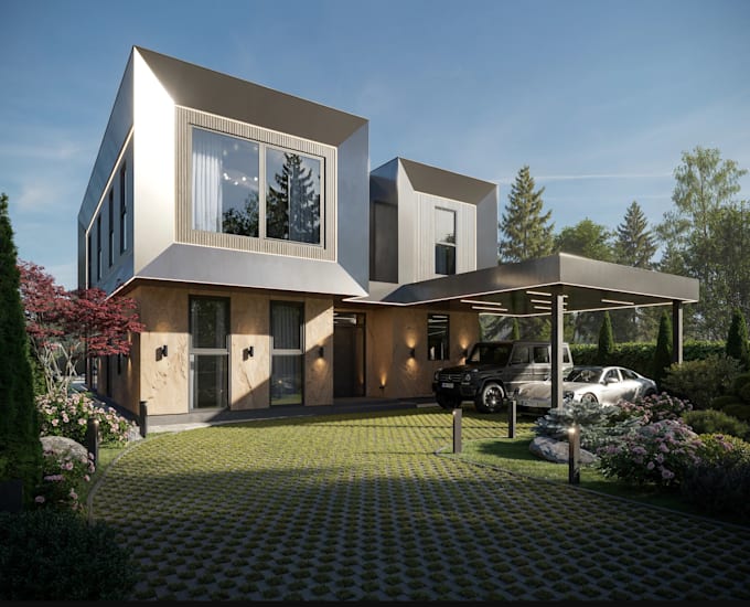 exterior 3d render for construction,elevation plan cgi visuals,outdoor landscape