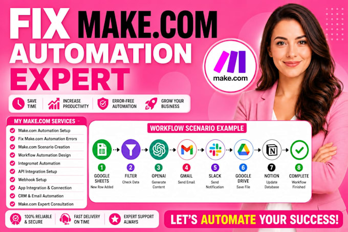 fix make com, made com, setup make com automation, make automation, make expert