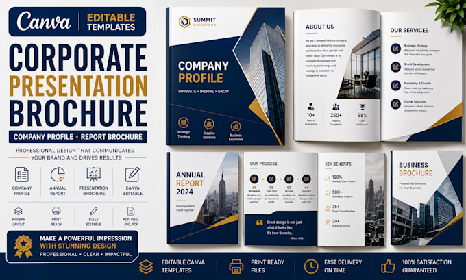 create corporate brochure, company profile and report design