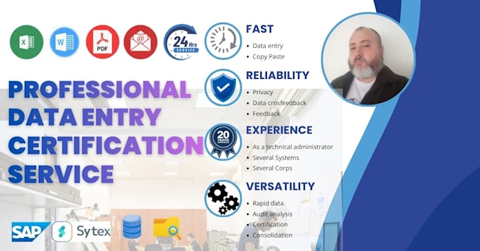 data entry, excel, word, certification, and analysis support