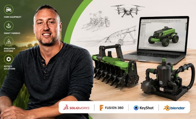 agricultural cad design, farm equipment 3d model, product rendering, prototype