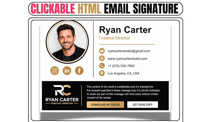 make clickable html email signature for gmail, outlook, apple mail or zoho mail