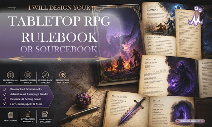 design your dnd or tabletop rpg rulebook