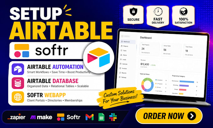 create airtable CRM, database, workflow automation and dashboard
