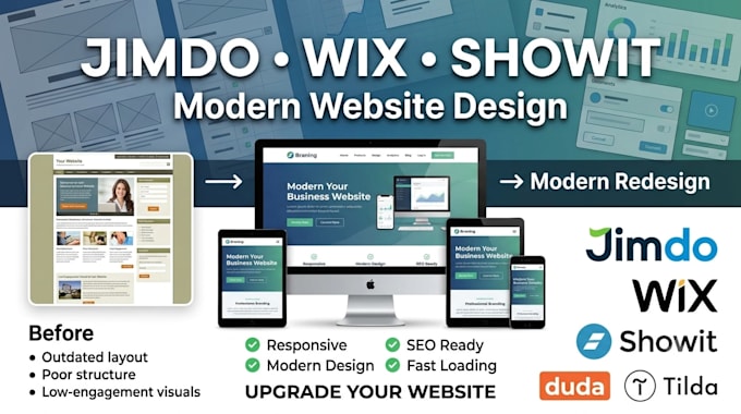 design jimdo website design jimdo website redesign duda showit tilda wix