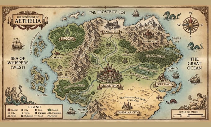 draw fantasy map, kingdom map city map, battle map, dnd map and rpg world map
