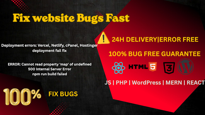 fix website bugs errors and deployment issues fast