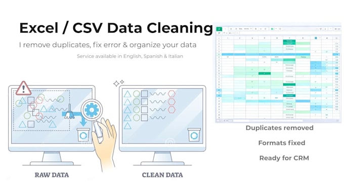 clean and organize your excel, json and CSV data