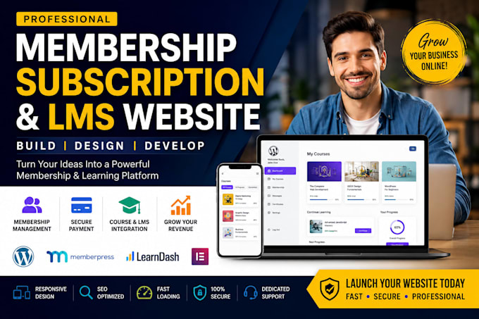 build membership website, subscription website, lms website