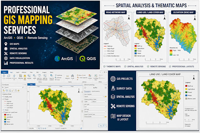 create professional gis maps, spatial analysis, and arcgis projects