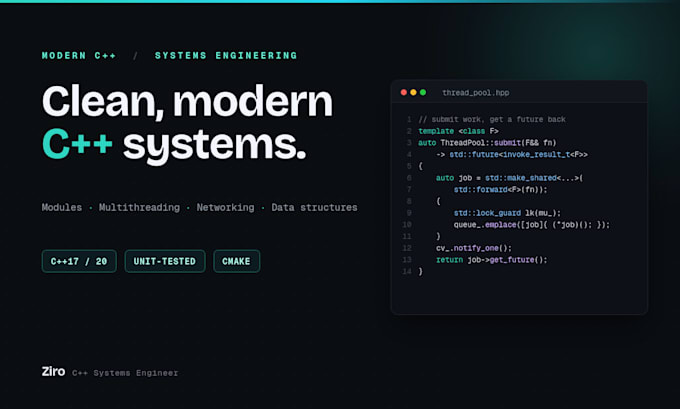 build fast, clean cpp systems, modules, and data structures