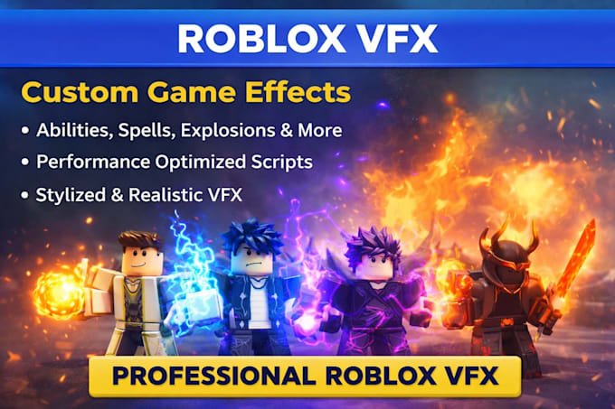 create roblox vfx, combat animation, movesets ability for  roblox game