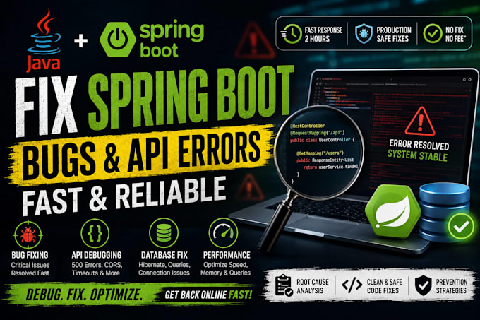 debug spring boot rest API and fix java backend bugs