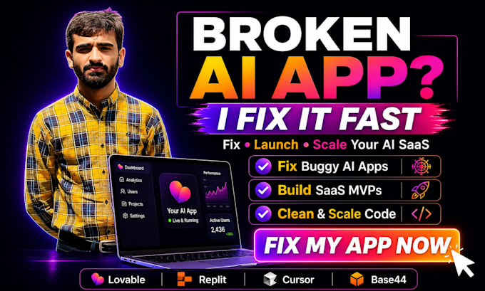 develop or fix lovable ai web apps, saas mvp, vibe coding, replit ai, loveable