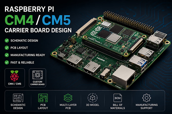 design raspberrypi cm4cm5 compute module carrier board, pcb layout and schematic