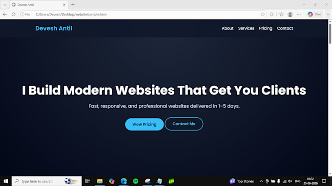build a modern responsive website using HTML CSS javascript
