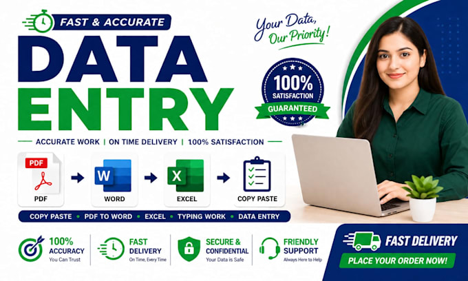do accurate data entry, copy paste, PDF to word and excel tasks