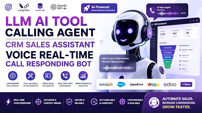do llm ai tool calling agent, crm sales assistant, real time call responding bot