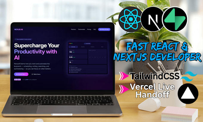 build react nextjs front end website with tailwind css