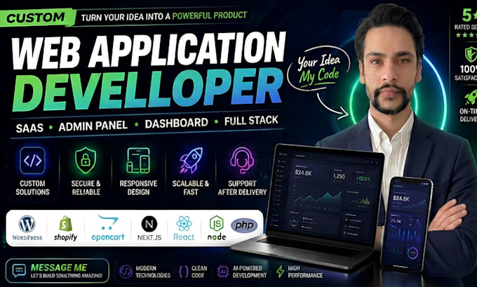 develop a custom web application, saas platform, admin panel or web app