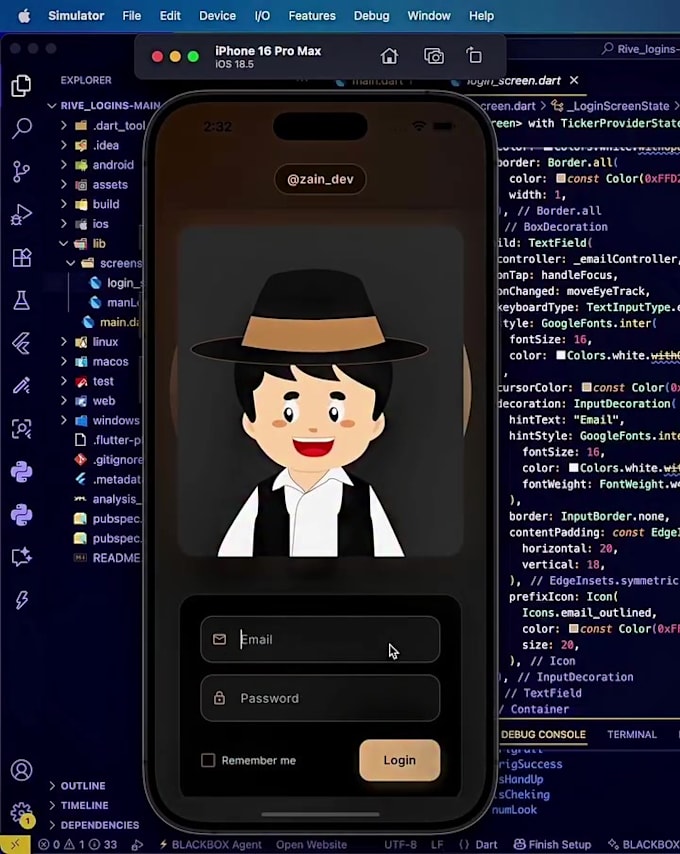 do 2d  character rive animation and interactive state machine for web app