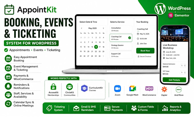 setup appointkit booking events and ticketing system for wordpress