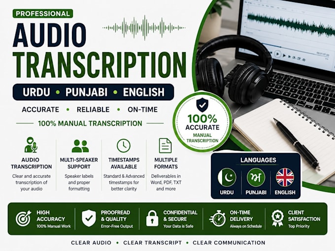 transcribe urdu punjabi english audio video