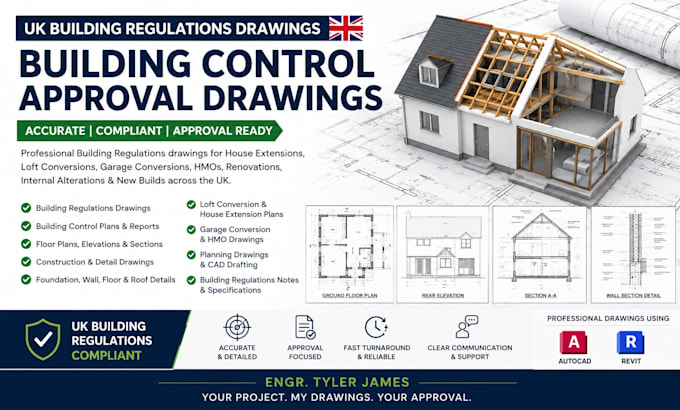 do UK building regs drawing, building control drawing, planning drawings, report