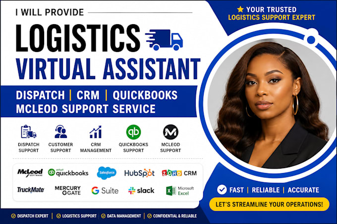 provide logistics virtual assistant dispatch CRM quickbooks mcleod support srvs