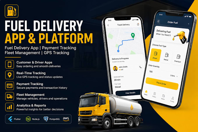 develop fuel delivery app, fuel payment tracking app, gas delivery, fleet app