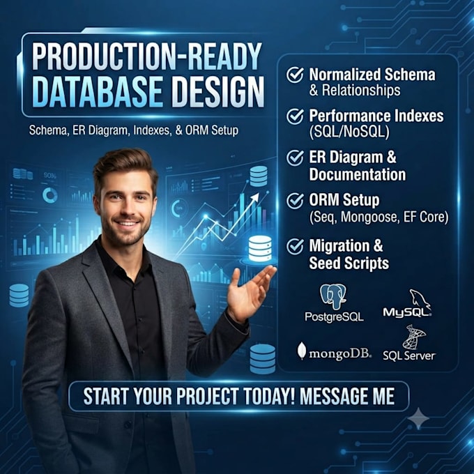 design database schema and erd for postgresql mysql mongodb