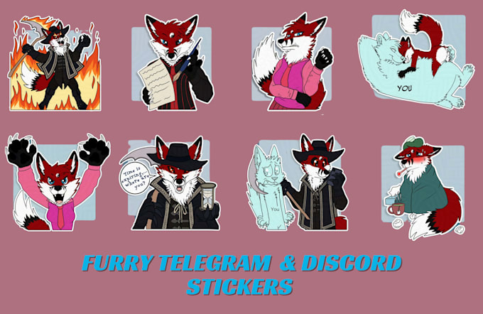 create furry telegram stickers and discord emotes for your fursona