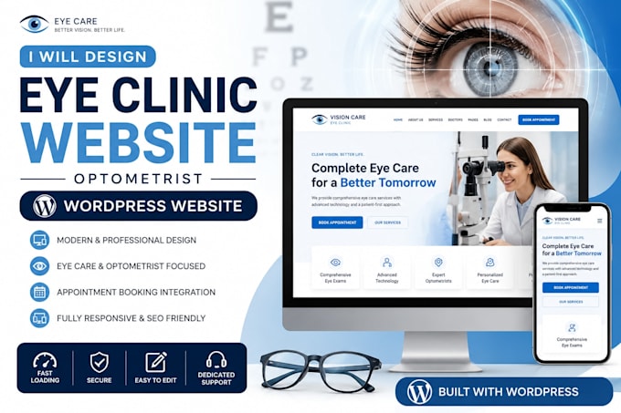 build professional eye clinic website optometrist wordpress website