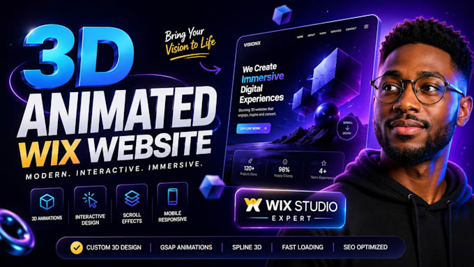 design 3d interactive wix studio website redesign wix animated 3d website