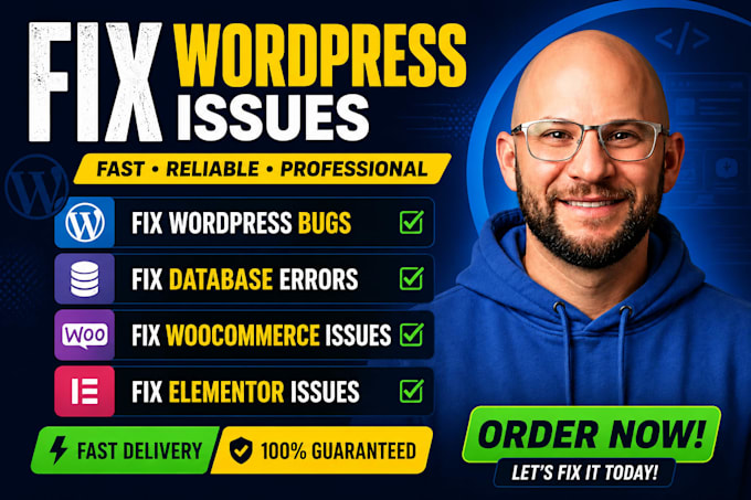 fix wordpress bug, database error, woocommerce fix, elementor fix website issues