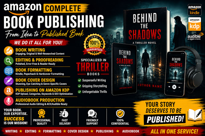writing editing ingramspark formatting book cover thriller audiobook published