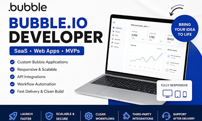 do bubble io developer job, build bubble website bubble io app, bubble saas mvp