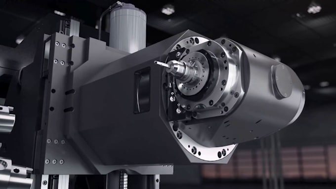 create 3d cnc machine animation, machine process, industrial manufacturing video