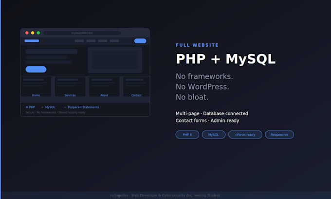 build a complete PHP mysql website without frameworks