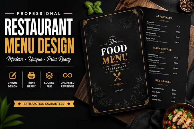 design modern restaurant, cafe, food menu, flyer and price list