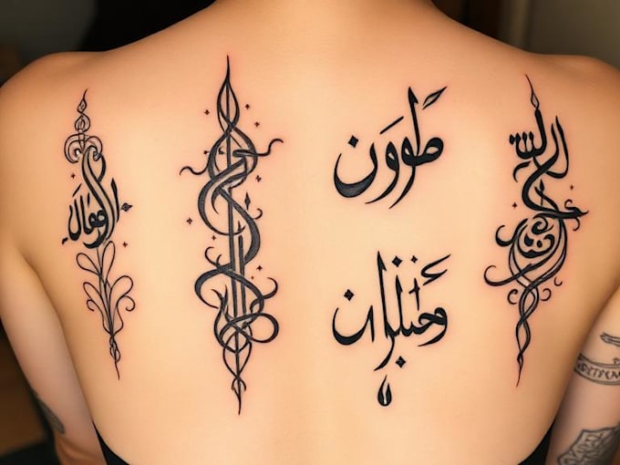 design unique handdrawn persian arabic calligraphy tattoo