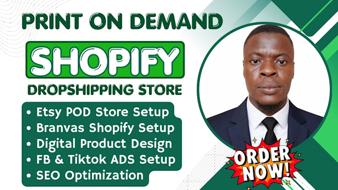 set up professional shopify print on demand dropshipping store with printify