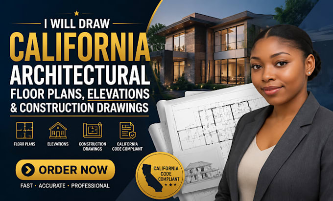 draw california architectural floor plans, elevations and construction drawings