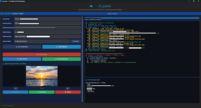 develop custom python desktop gui for cloudflare r2
