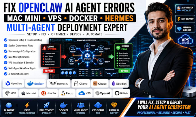 fix openclaw ai agent error deploy setup mac mini vps docker multi agent hermes