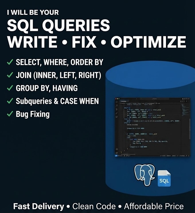 write and fix sql queries for your postgresql database