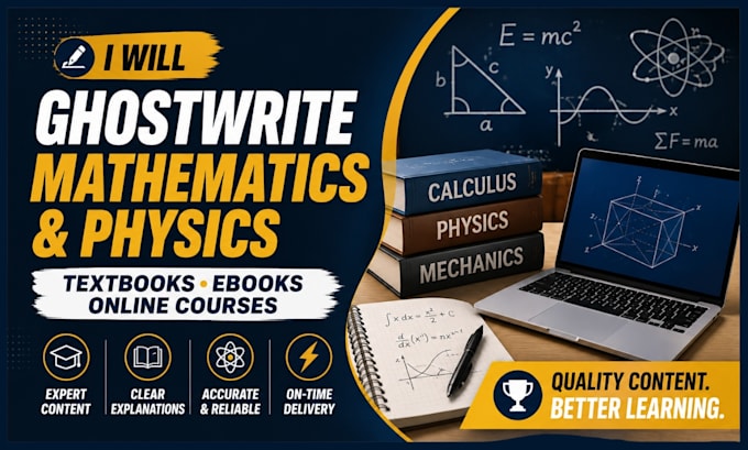 ghostwrite content for mathematics physics textbook or ebook online course
